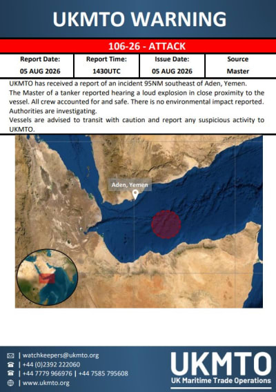 Explosion Reported Near Tanker Off Aden
