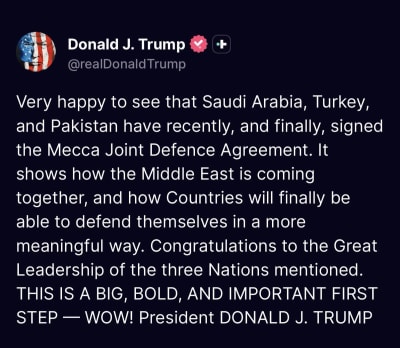 Trump Praises Mecca Defence Pact