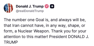 Trump Reaffirms Iran Nuclear Weapon Ban