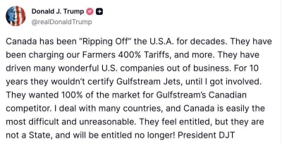 Trump Criticizes Canada Trade Policies
