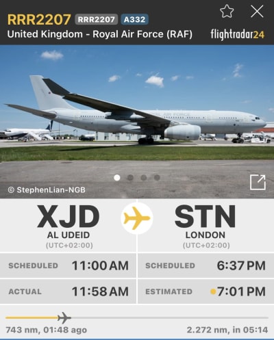 RAF Tanker Returns From Qatar