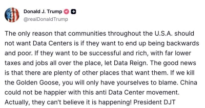 Trump Defends U.S. Data Centers