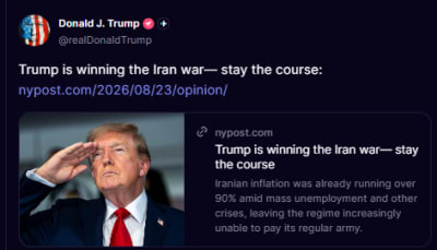 Trump Shares Article Claiming Iran Win