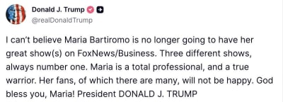 Trump Comments on Bartiromo Fox Exit