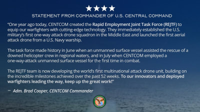 CENTCOM Developing Multinational Drone Unit