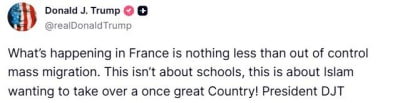 Trump Comments on Migration in France