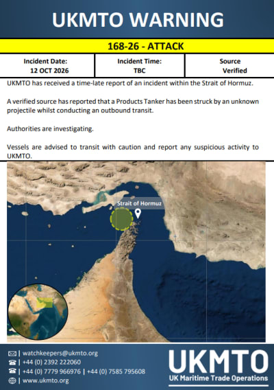 Tanker Hit in Strait of Hormuz
