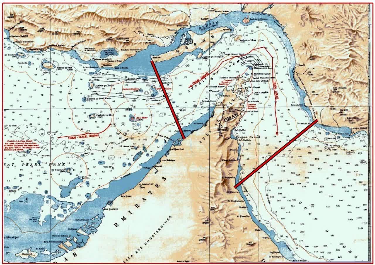 Strait of Hormuz map showing IRGC control zones