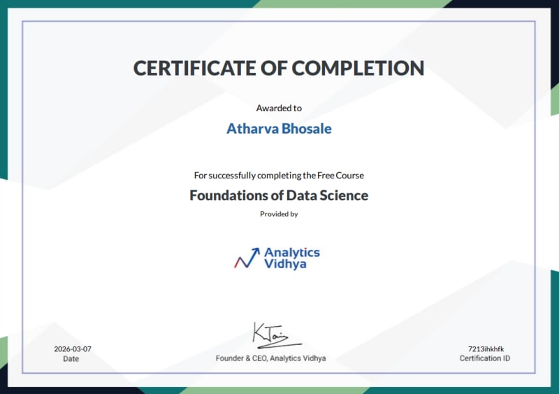 Foundations of Data Science Certificate