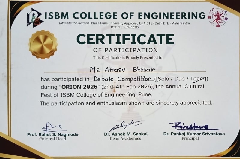 Debate Competition Certificate