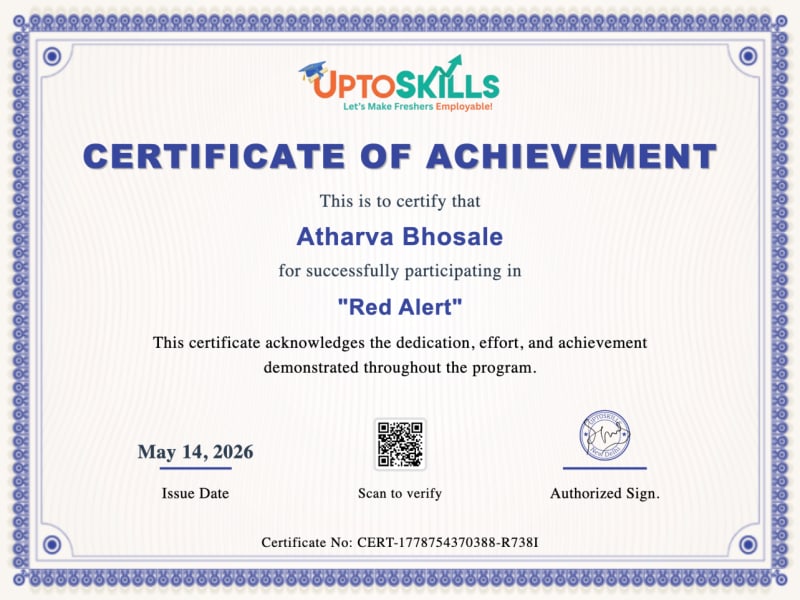 Red Alert Hackathon Certificate