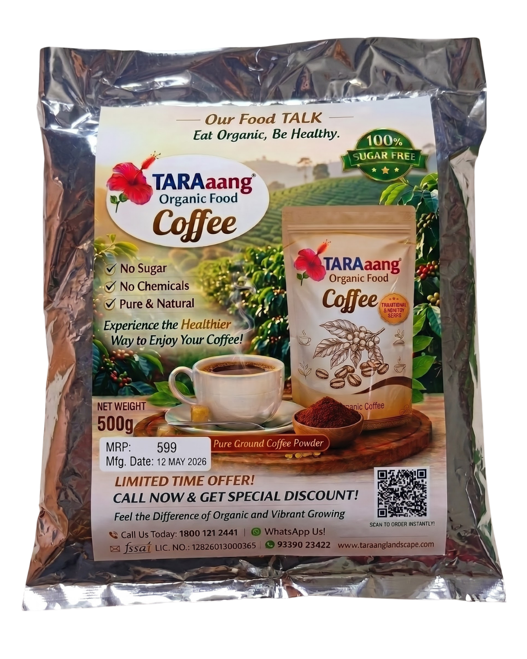Taraaang 100% Organic Coffee - Artisanal Dark Roast Arabica