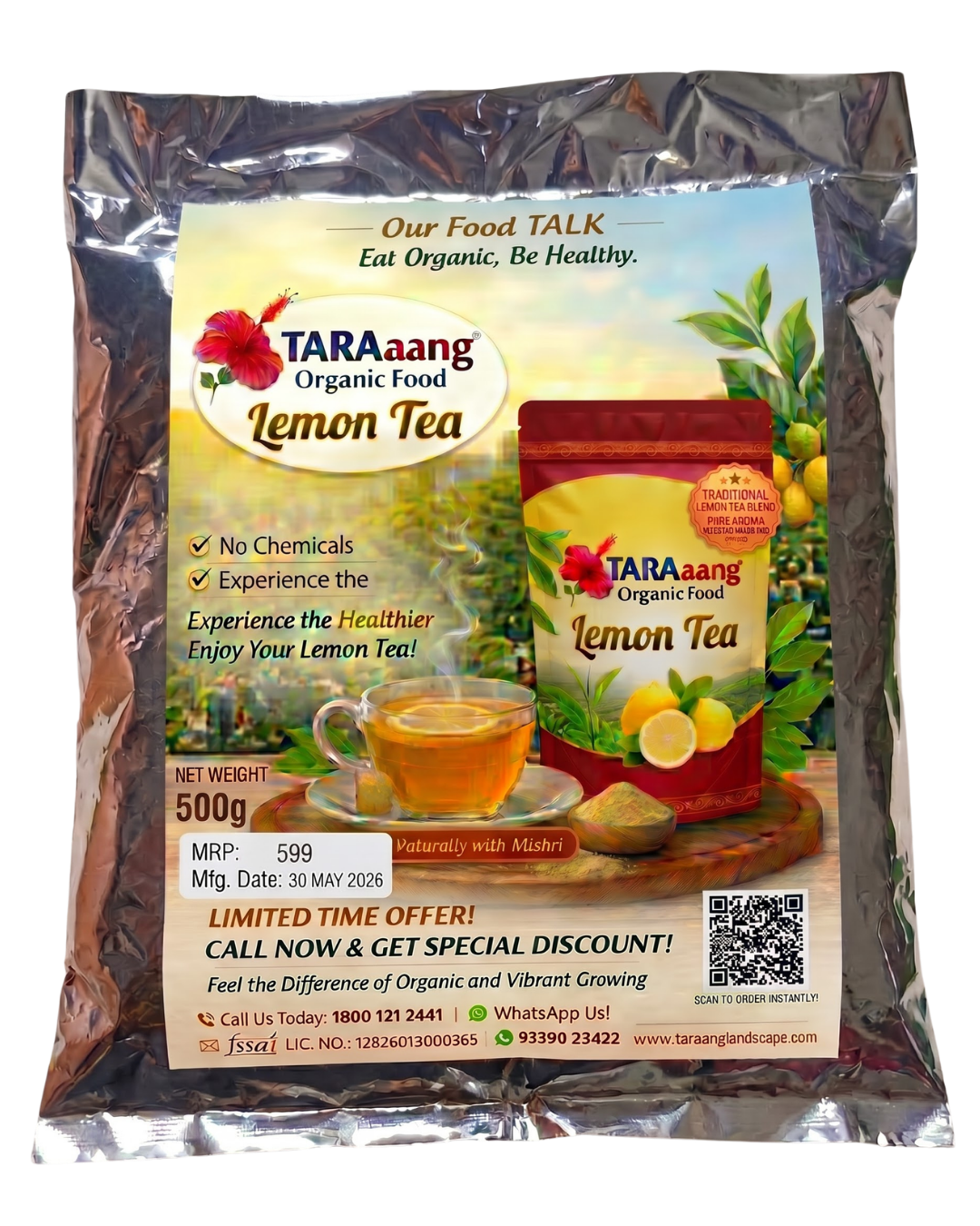 Taraaang Organic Lemon Tea - Himalayan Green Tea & Mint Infusion