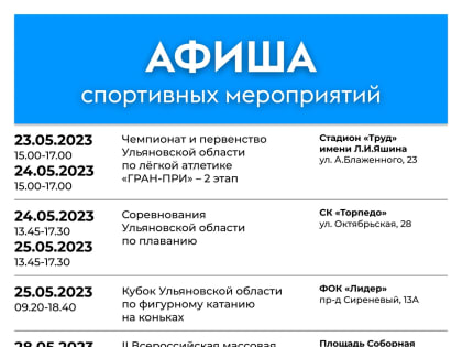 Ульяновцев ждут интересные спортивные события
