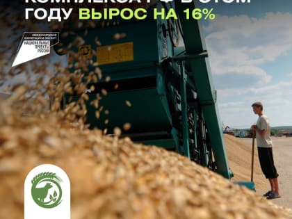 Экспорт продукции агропромышленного комплекса РФ в этом году вырос на 16%