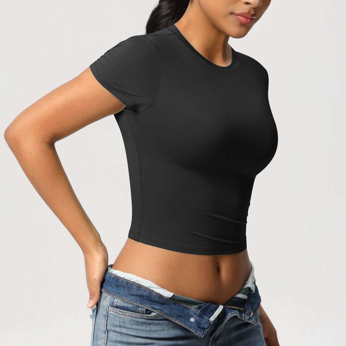 Slim fit Crop Top with a Simple Design, Casual Short Tshirt for Women, Hot Selling Items.