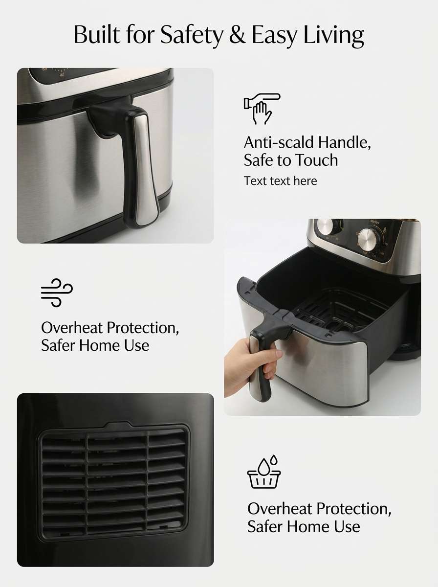 [MDJD] 12L Large Capacity Stainless Steel Air Fryer