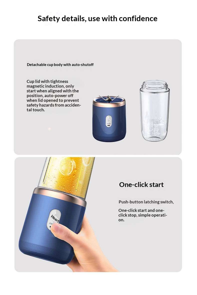 Portable rechargeable juicer for students and home use, multifunctional juice blender