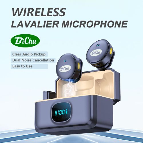 BiChu BICHU-Wireless Lapel Microphone USB-C Interface Lavalier Mic Noise Cancel 164ft Range for Android/Camera/PC/Laptop,wireless microphone,,microphone，noise cancellation microphone