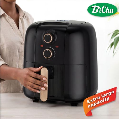 BiChu 10L Family Air Fryer, 1500W Oil-Less Electric Fryer with Timer & Temperature Control, Non-Stick Basket, 220V UK Plug, Easy Clean Healthy Cooker for Home Kitchen