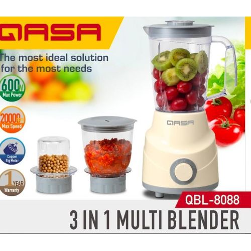Qasa 3-in-1 Multi Blender (QBL-8088) – 600W High-Speed Blender & Grinder
