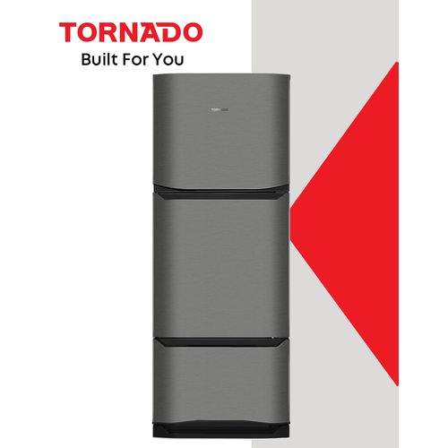 TORNADO Refrigerator 3 Doors No Frost 351 Liter Dark Stainless RF-45FT-DST, 24 Month Warranty