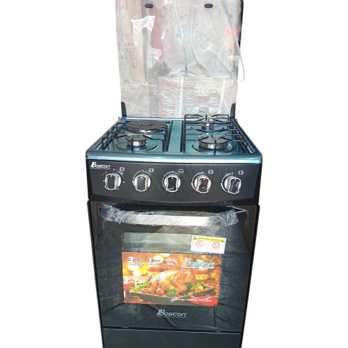 Boscon Newest modern kitchen auto ignition 3 gas euro gas efficient burner and 1 electric hot plate 50x50 standing gas cooker with inbuilt 60L oven