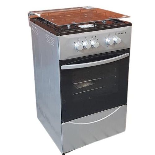 Maxi 50x50 (4+oven) - 4 burner Gas Cooker, Black & Gray, GLASS, STAINLESS ,OVEN BURNER UP & DOWN(1 knob control)