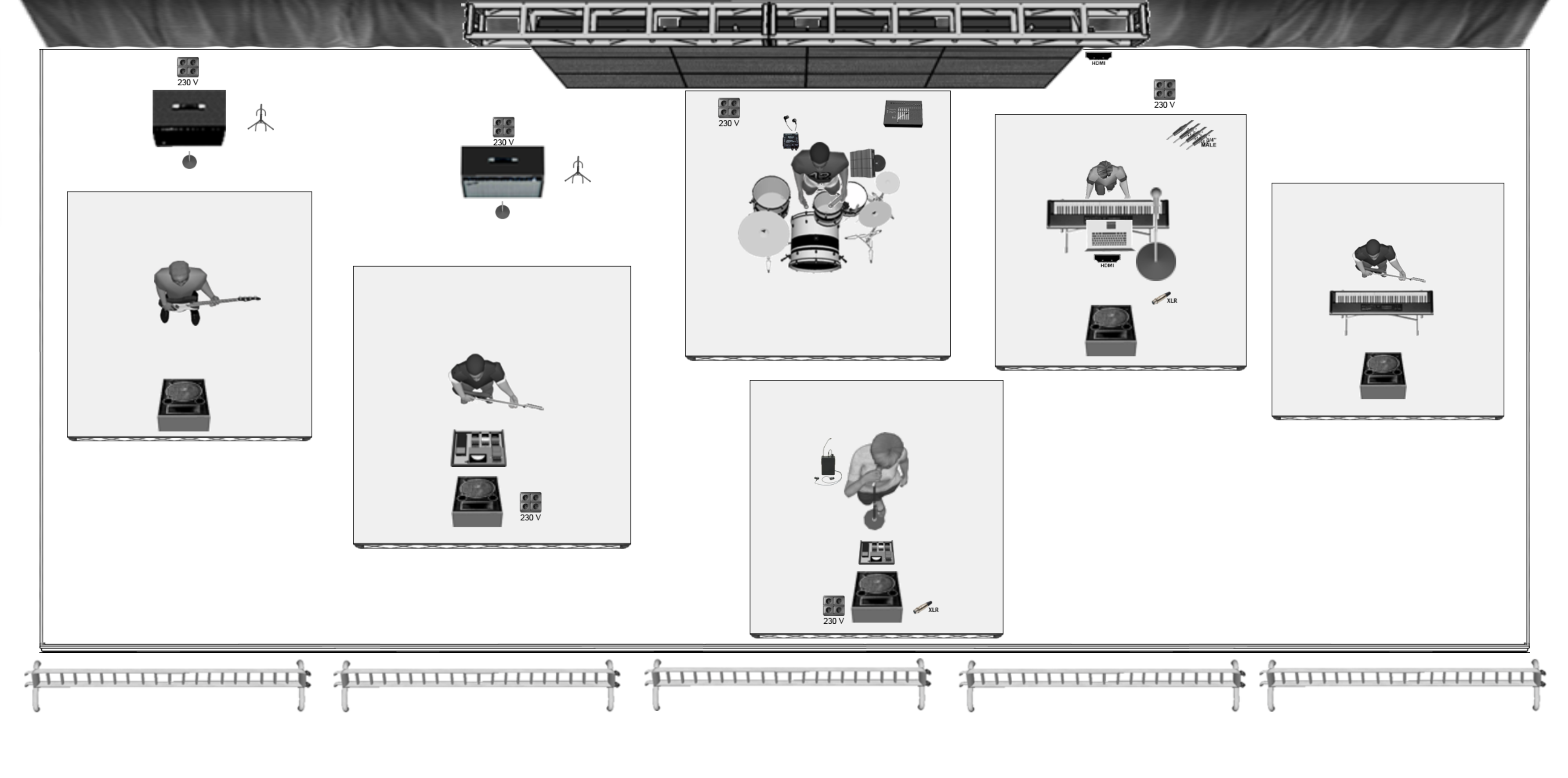 Plano detallado de instrumentos y gadgets