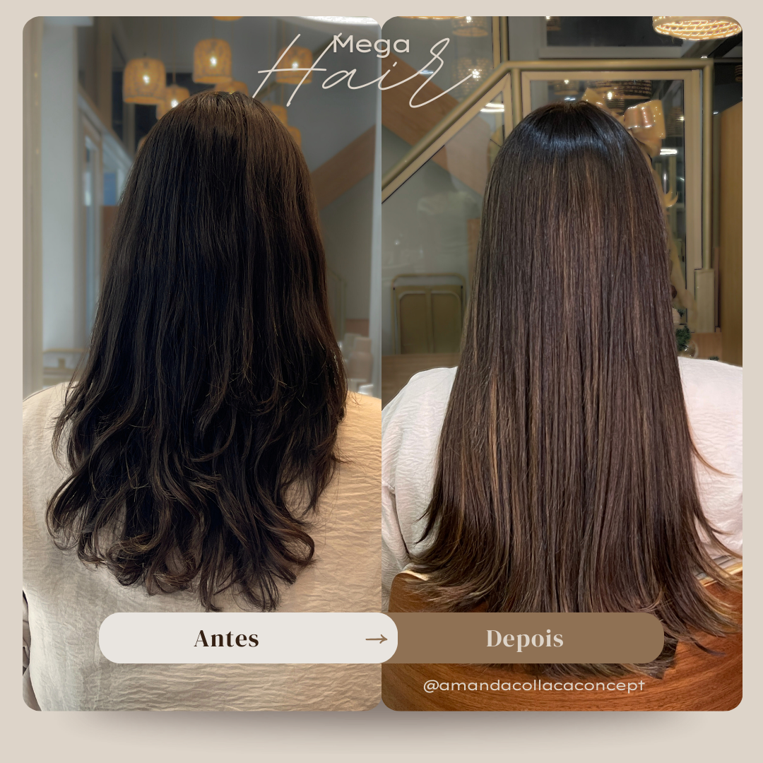 Antes e depois mega hair 1