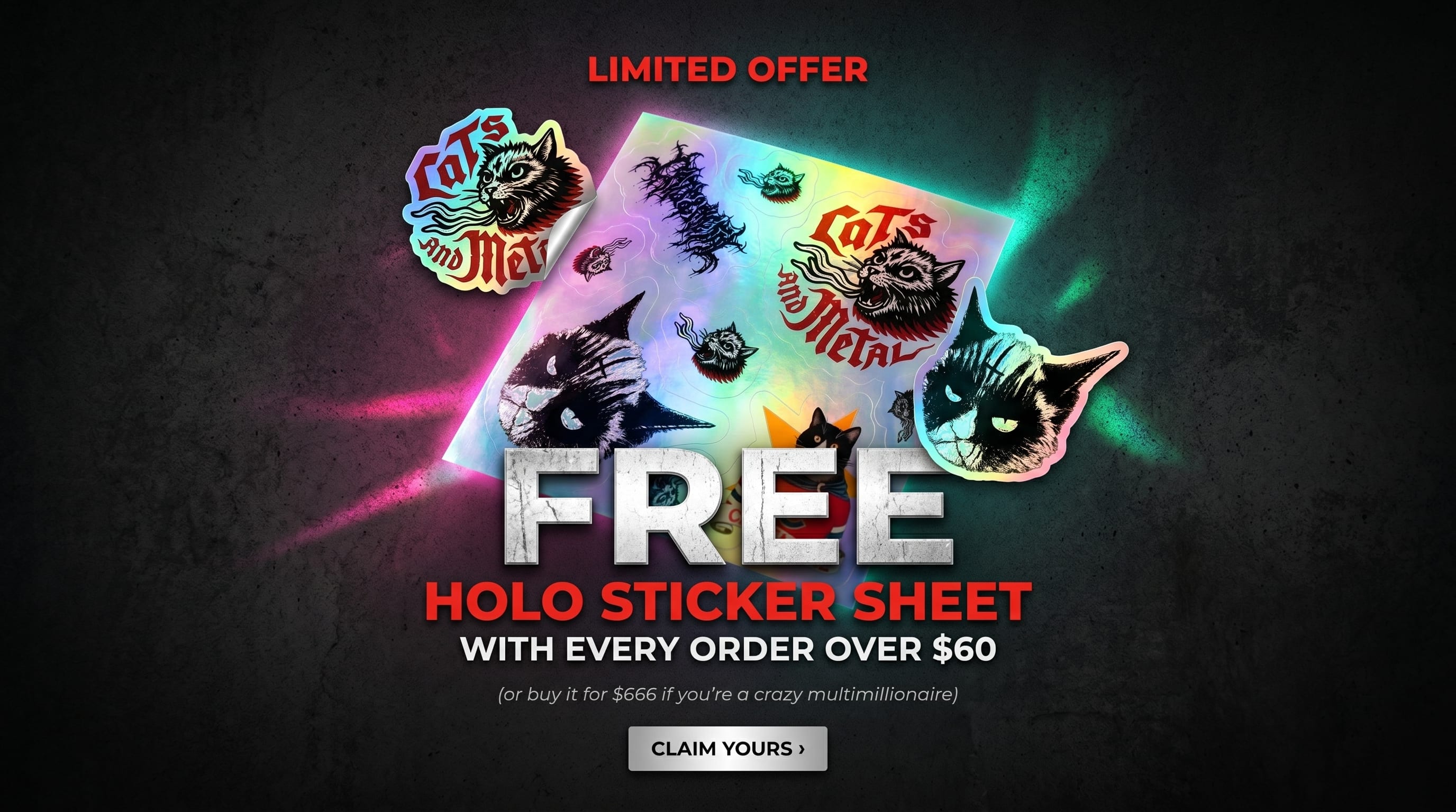 Free holo sticker sheet with orders over $60