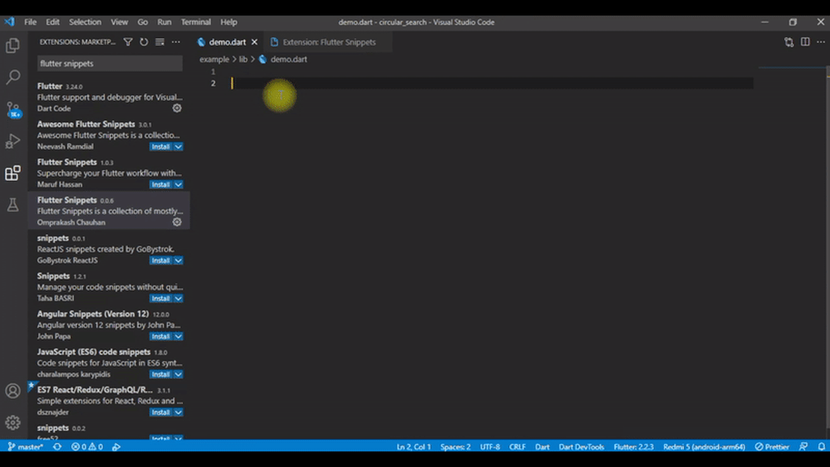Flutter Snippet VS Code Extension