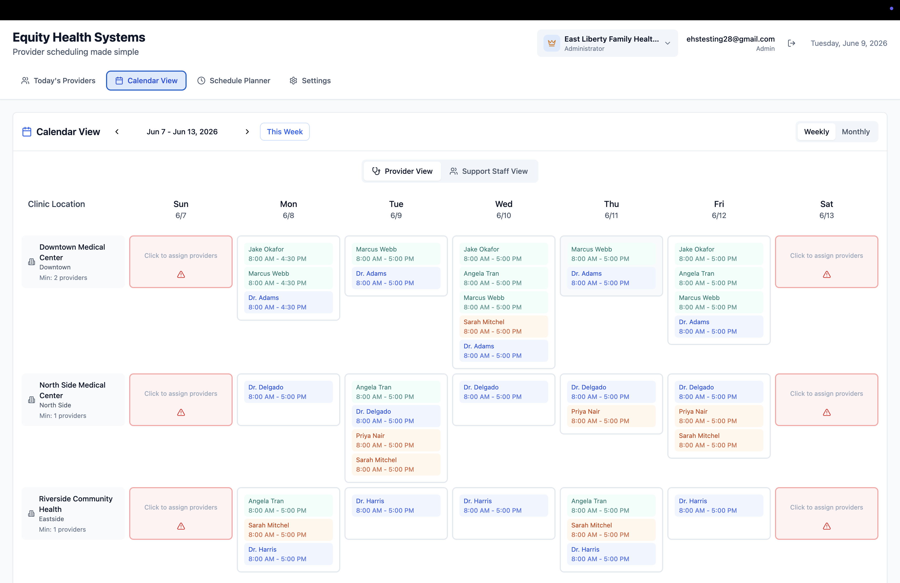 Weekly calendar