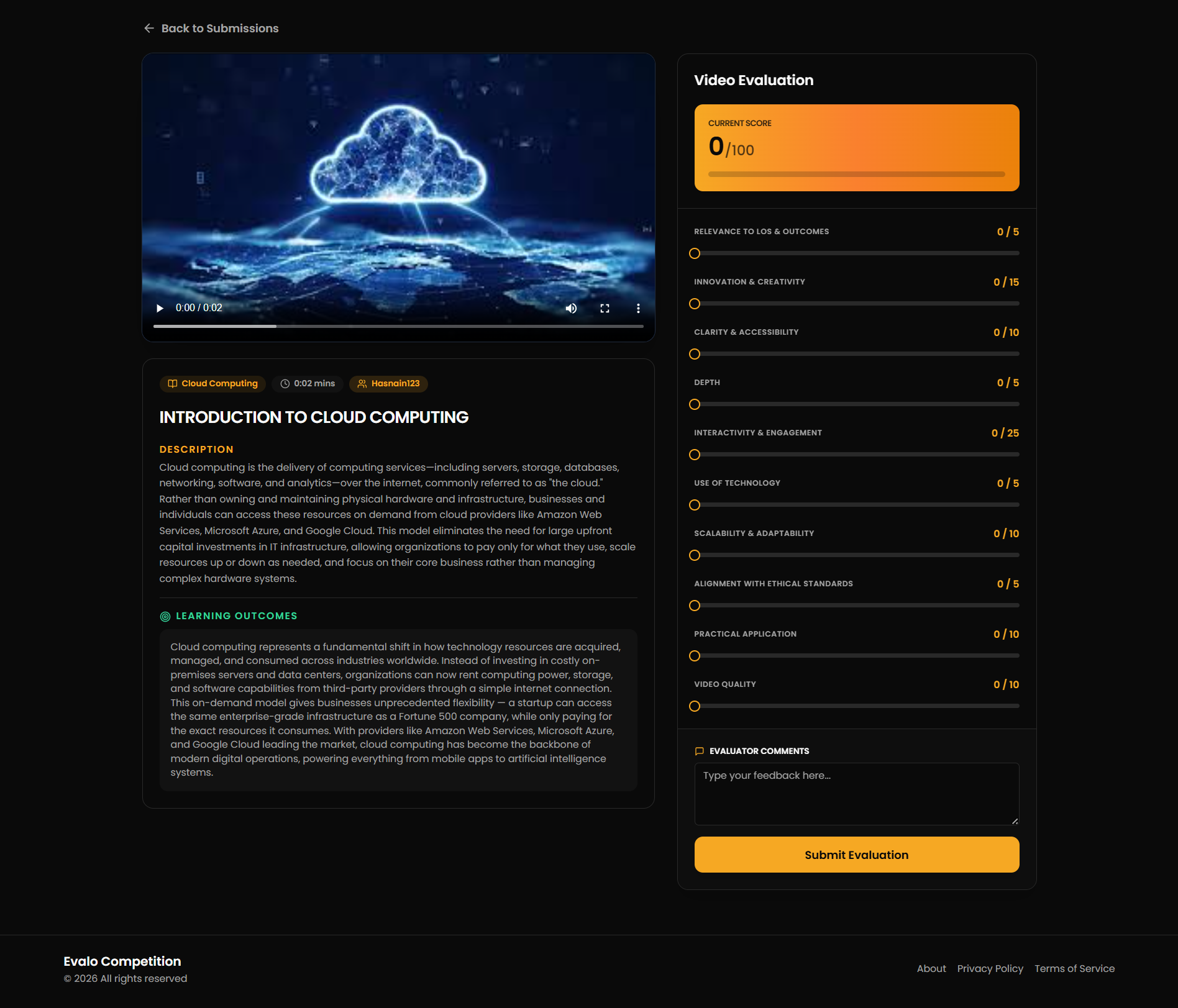 Evalo – Competition Evaluation Platform 6