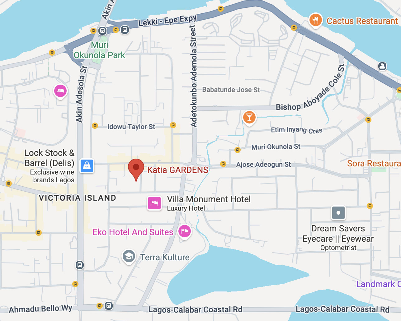 Map showing Asamah Kadiri Legal Office in Lagos