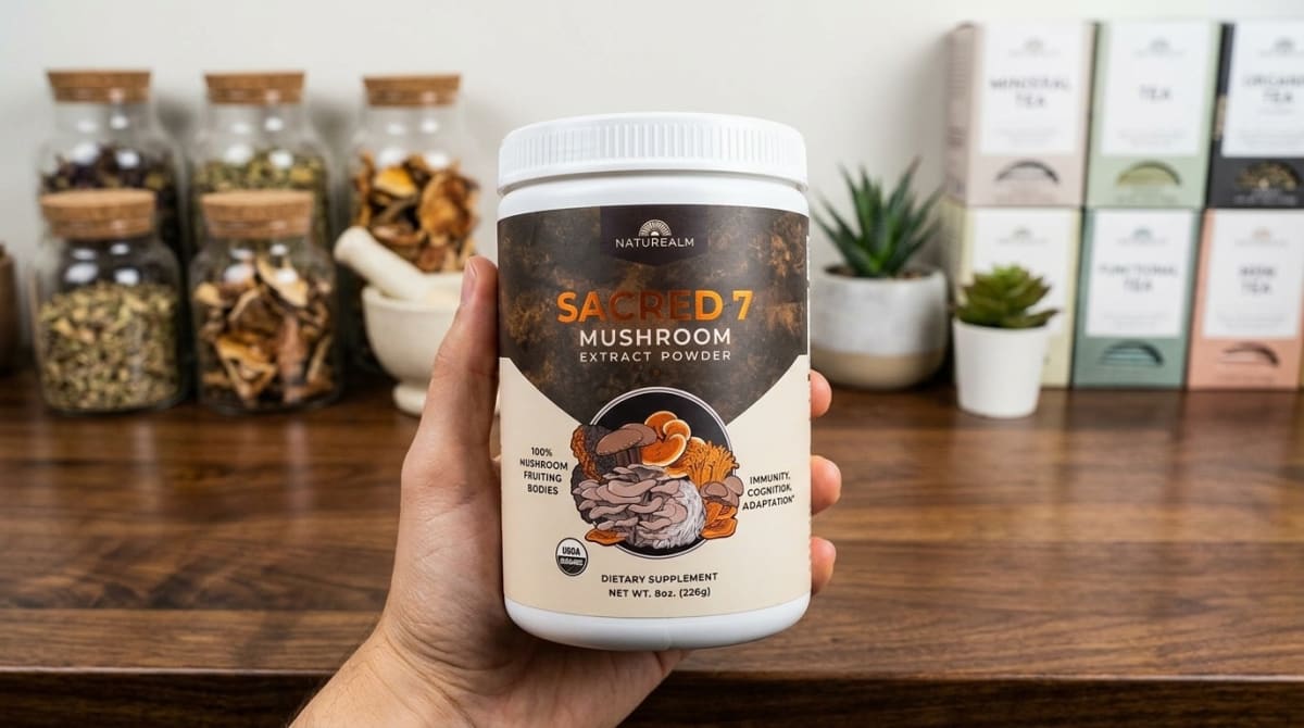 Naturealm Sacred 7 bulk mushroom powder pouch