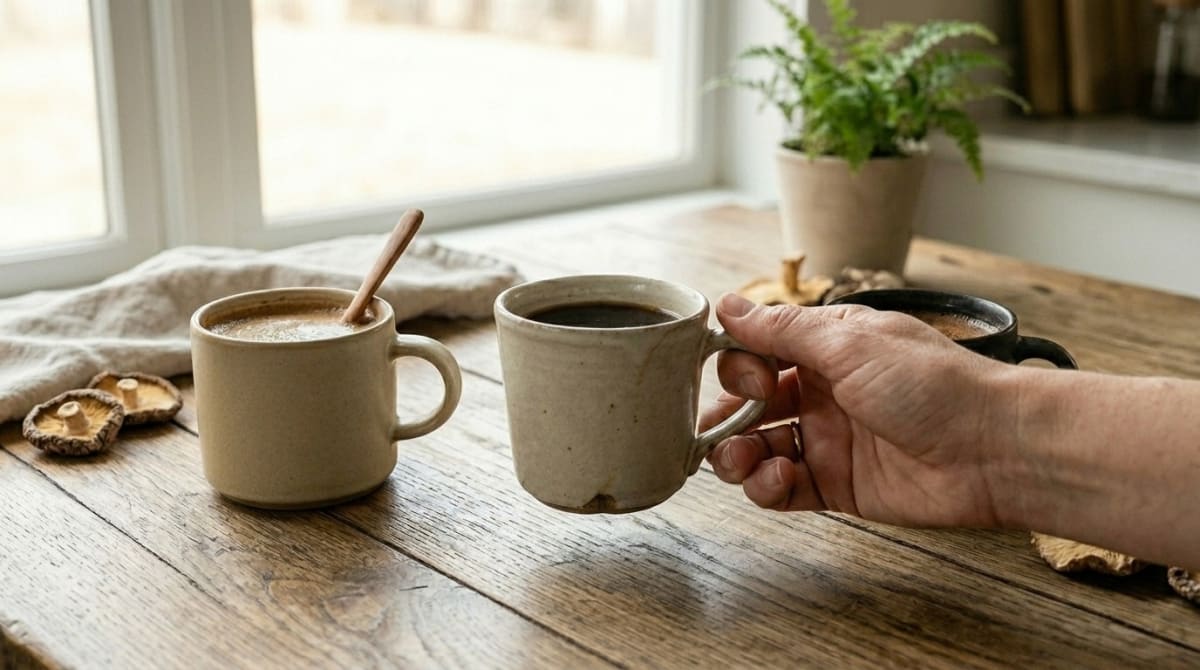 Comparison chart showing price per serving and cost analysis for all three mushroom coffee brands