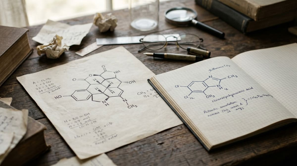 Illustration comparing the chemical structures of hericenones and erinacines