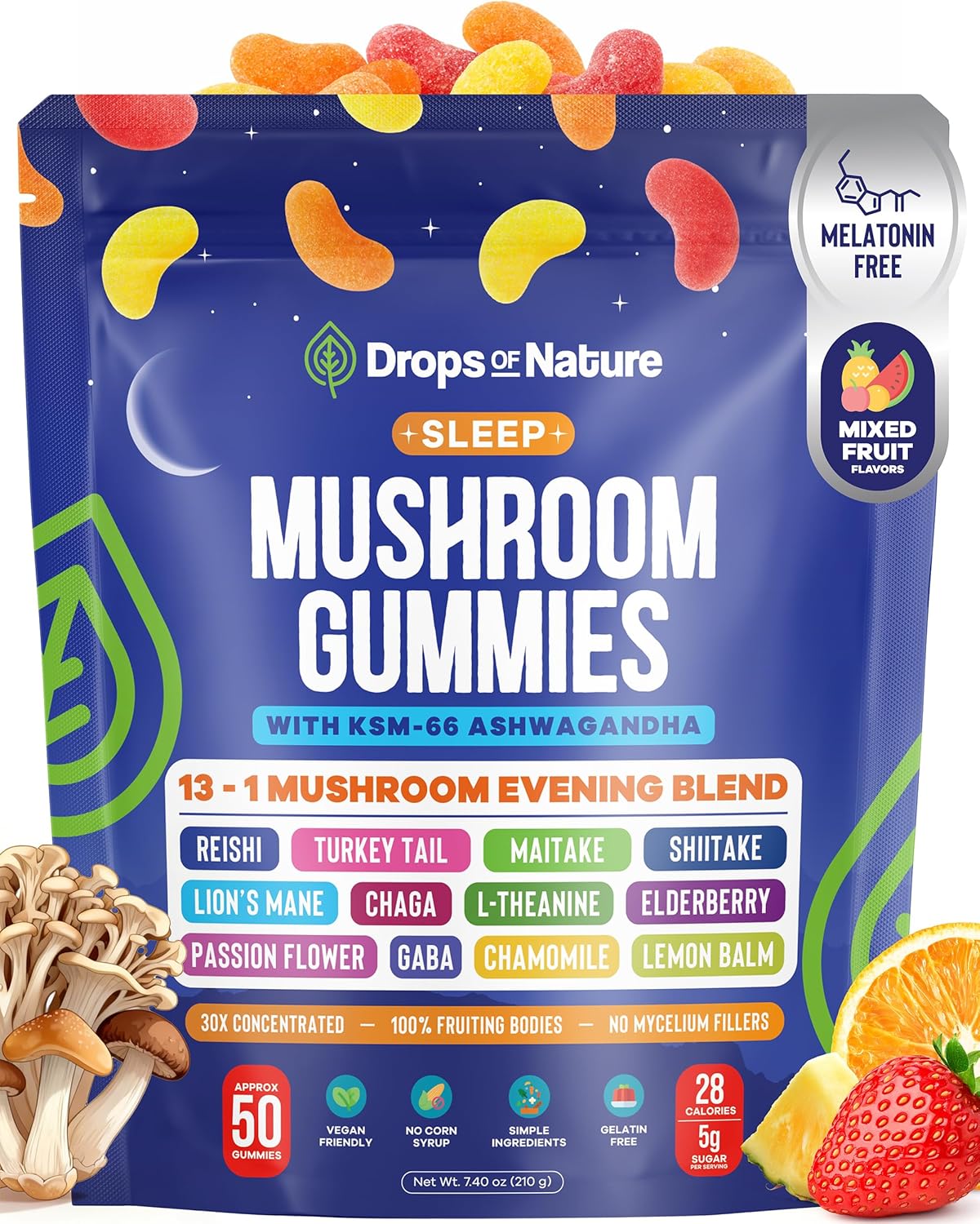 Drops Of Nature Mushroom Sleep Gummies Melatonin-Free