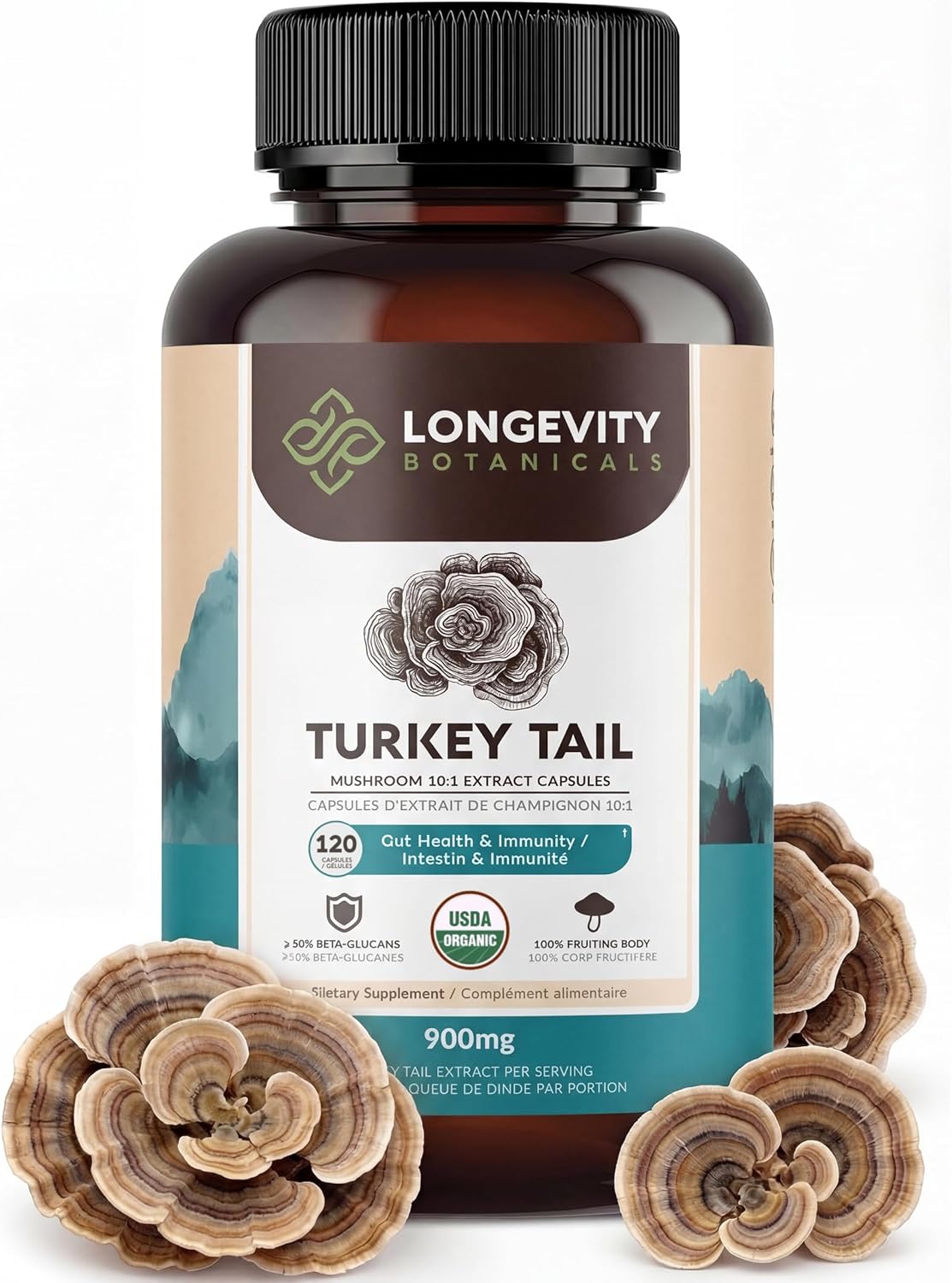 Longevity Botanicals Organic Turkey Tail Mushroom Capsules