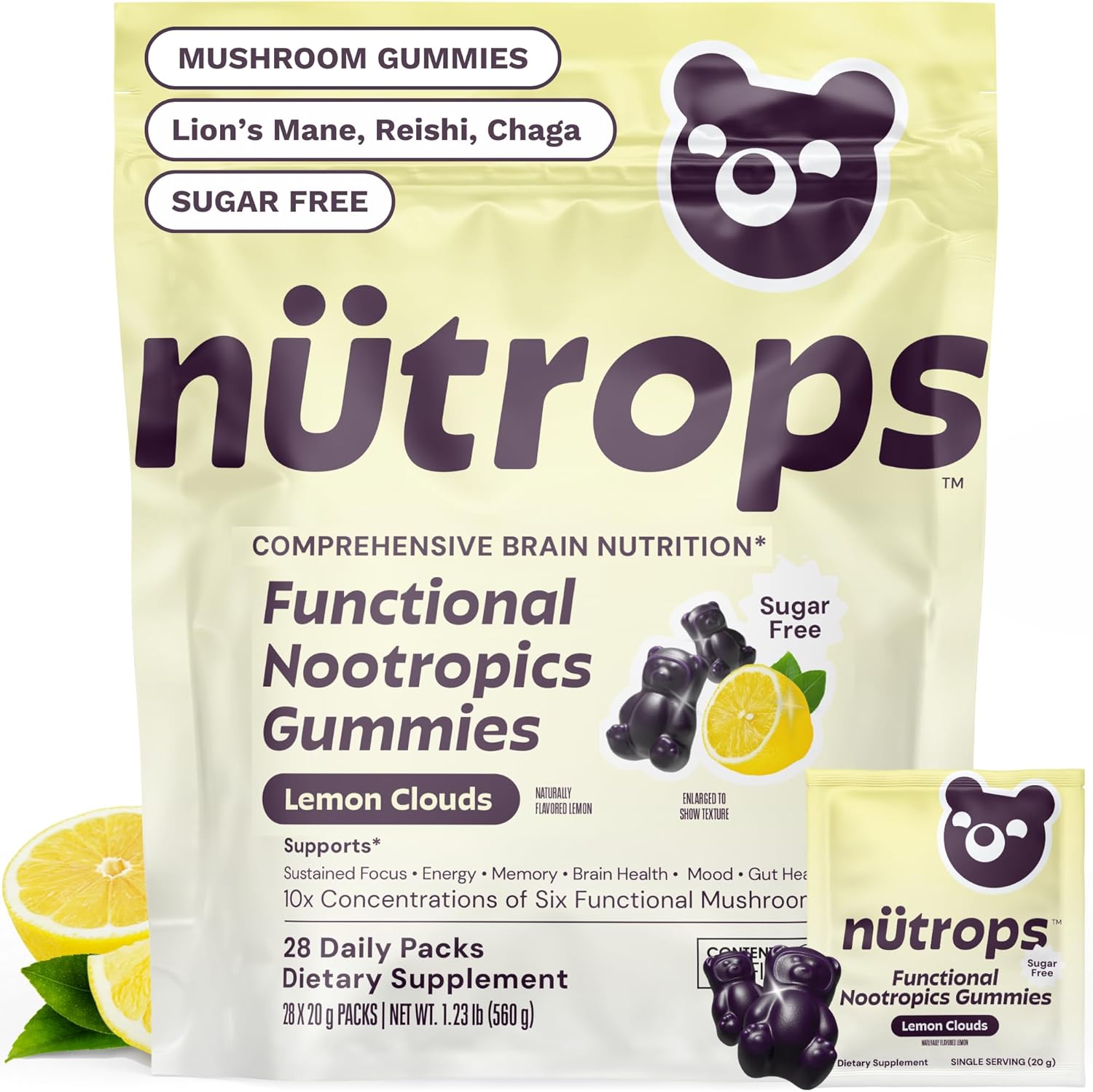 Nutrops Sugar-Free Lion's Mane Mushroom Gummies
