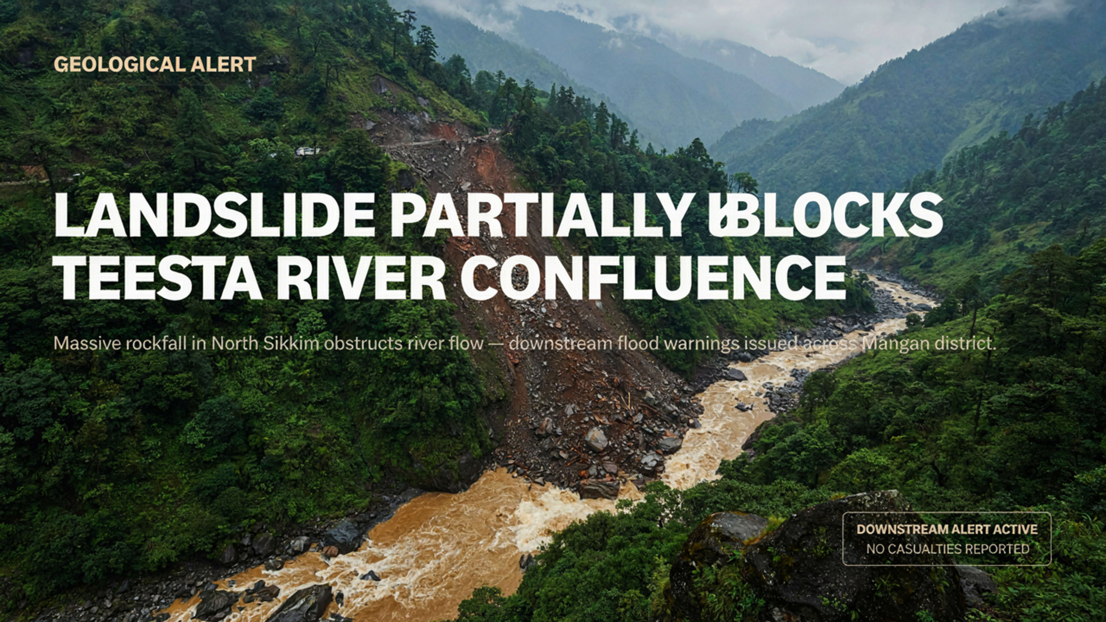 Landslide Partially Blocks Teesta, Chyakoong Rivers in North Sikkim; Downstream Alert Issued