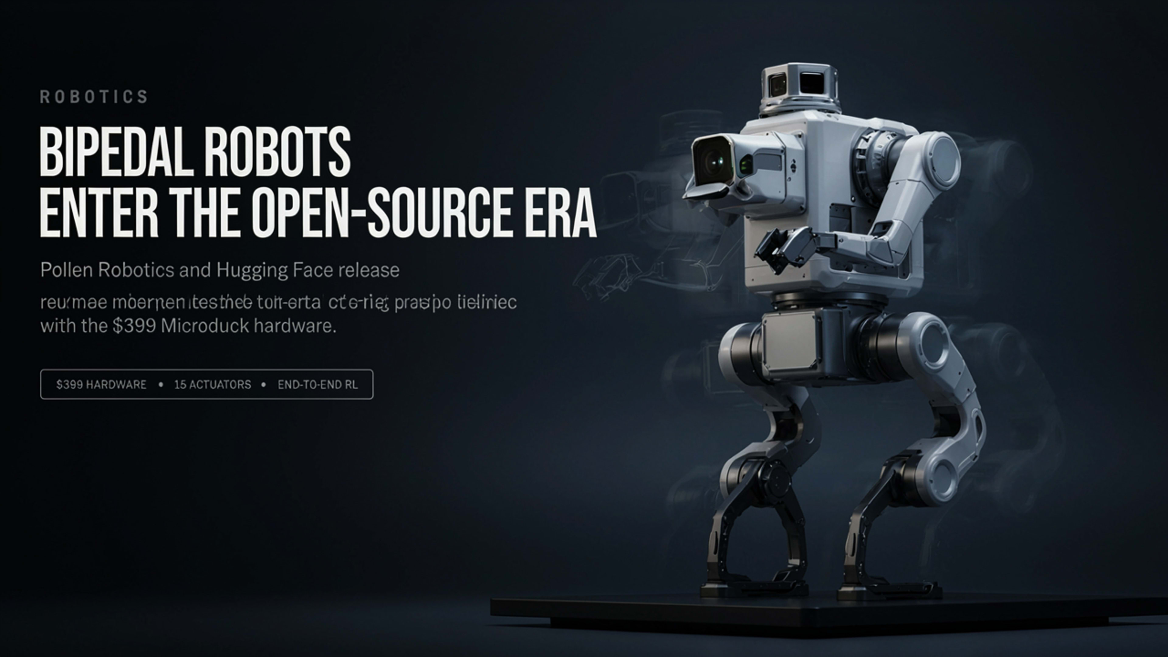 Pollen Robotics opens pre-orders for Microduck, a $399 open-source biped whose every move is a trained neural policy