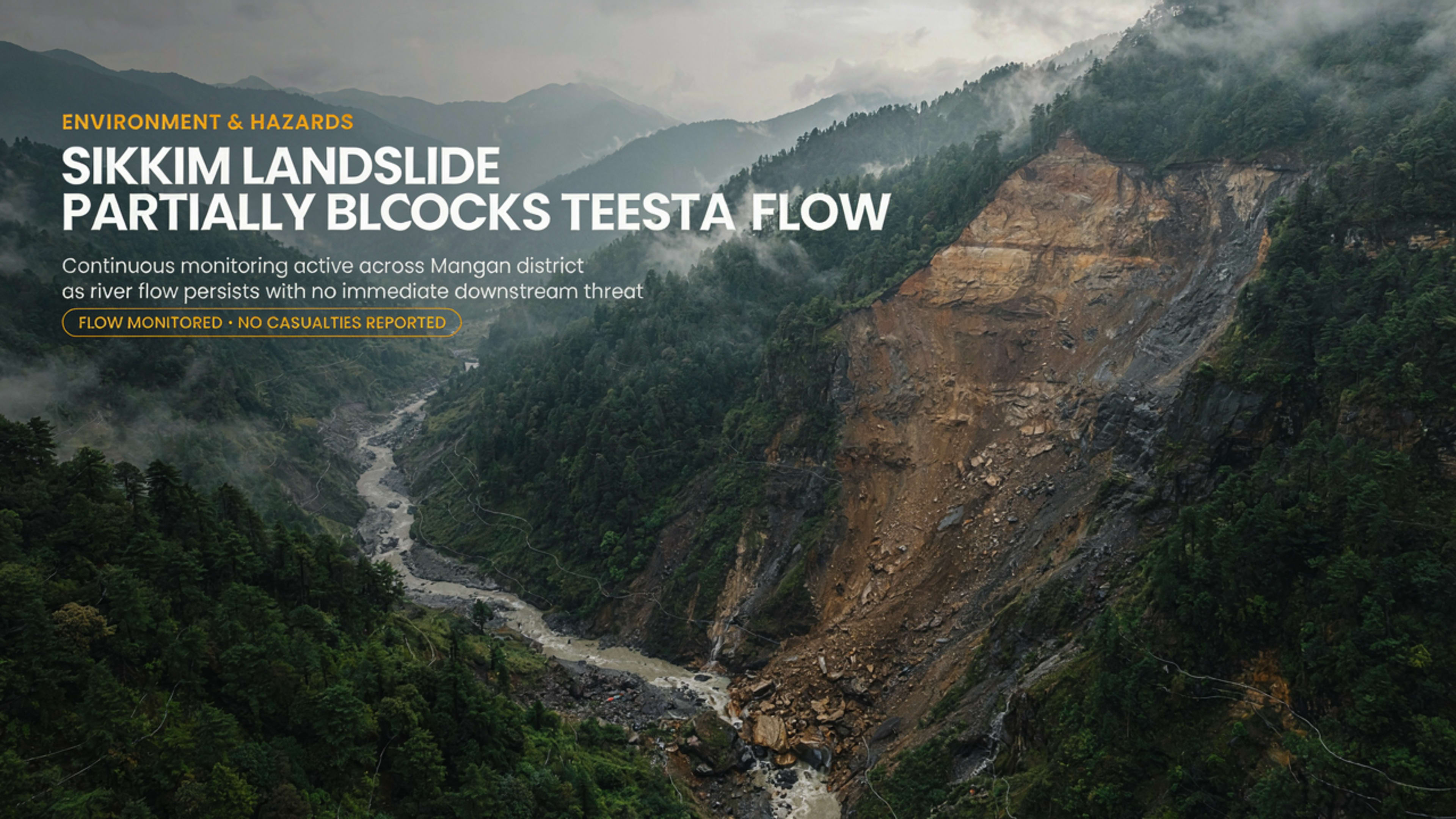 Landslide Partially Blocks Teesta River in Sikkim, Officials Report No Immediate Flood Threat