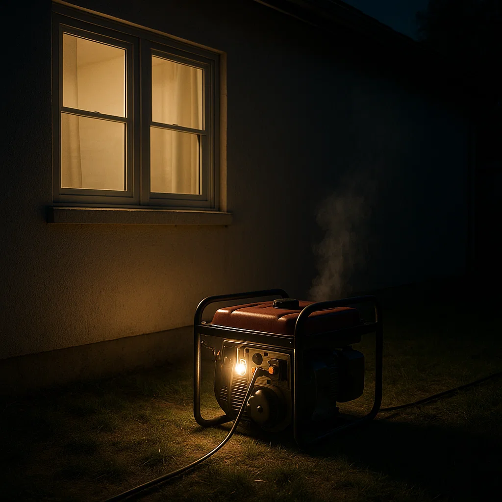 gerador de energia elétrica funcionando de noite
