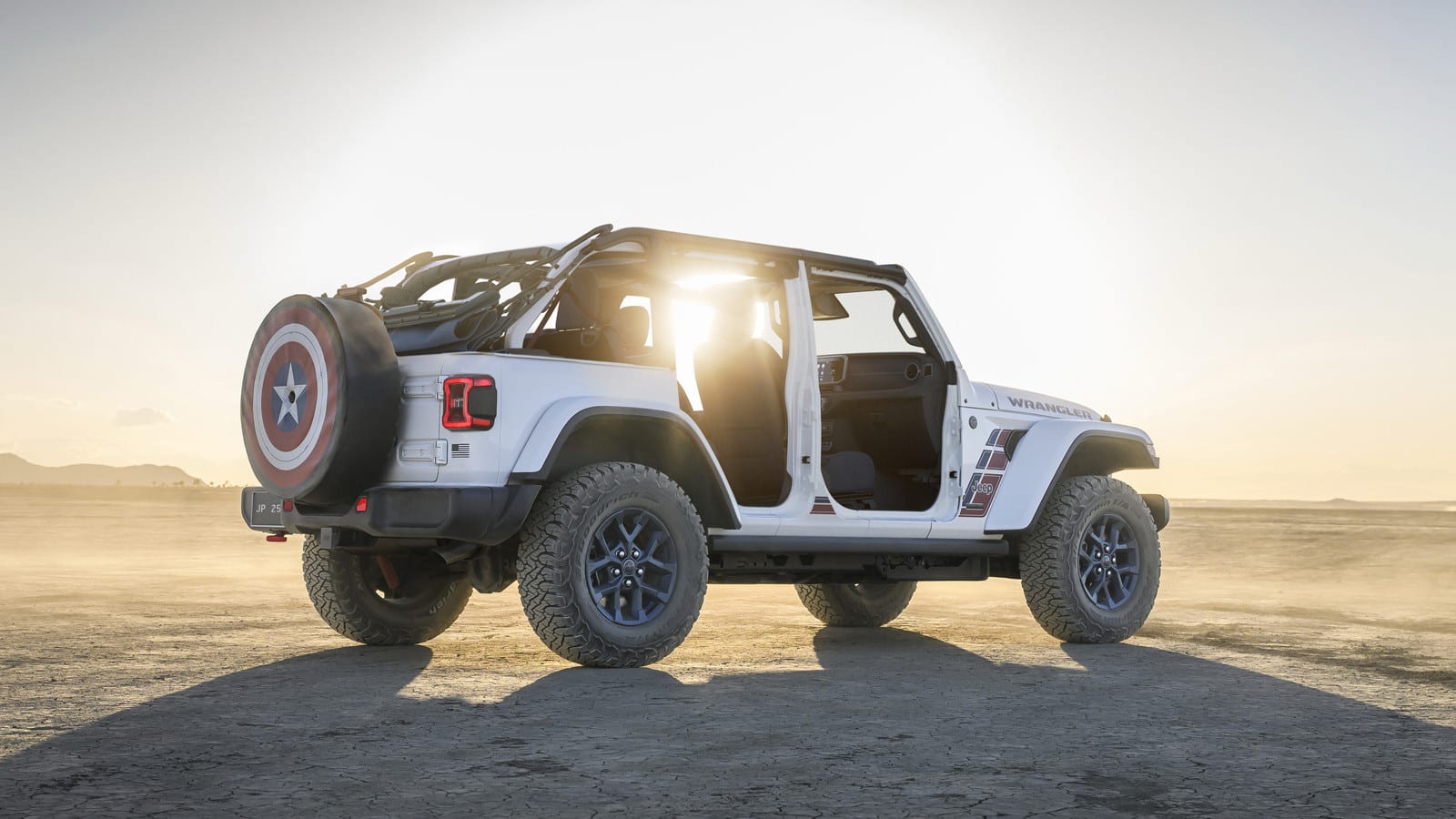 Jeep Wrangler America250: Captain America shield on the spare, V8 optional, $2,095 premium