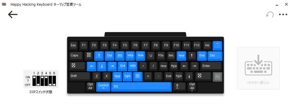 HHKB キー配列(Fnレイヤー)