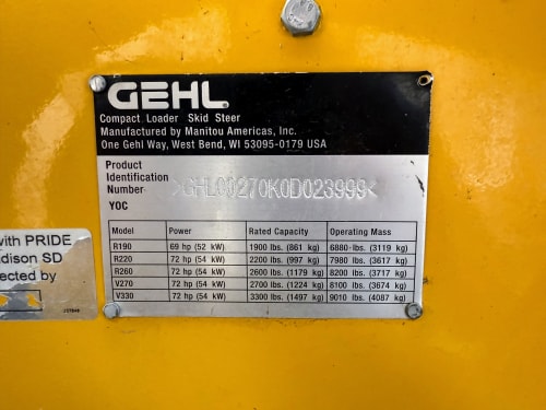 Additional Image for Used 2016 Gehl V270 Gen 2 Skidloader