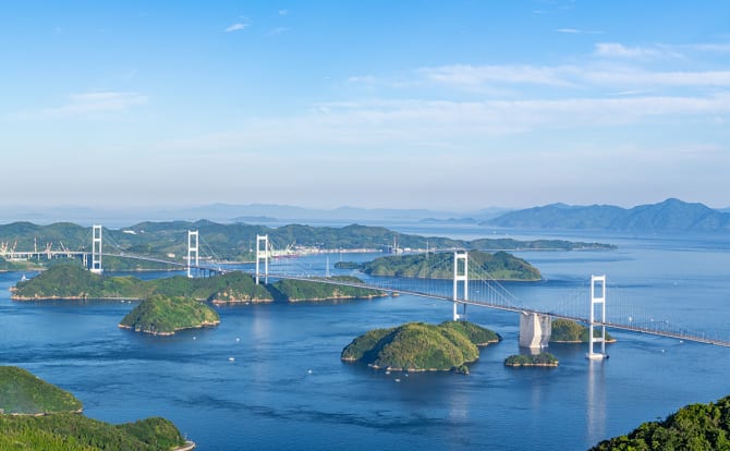 A spectacular drive through the Shimanami Kaido (a highway stretching from Imabari in Ehime to Onomichi in Hiroshima)