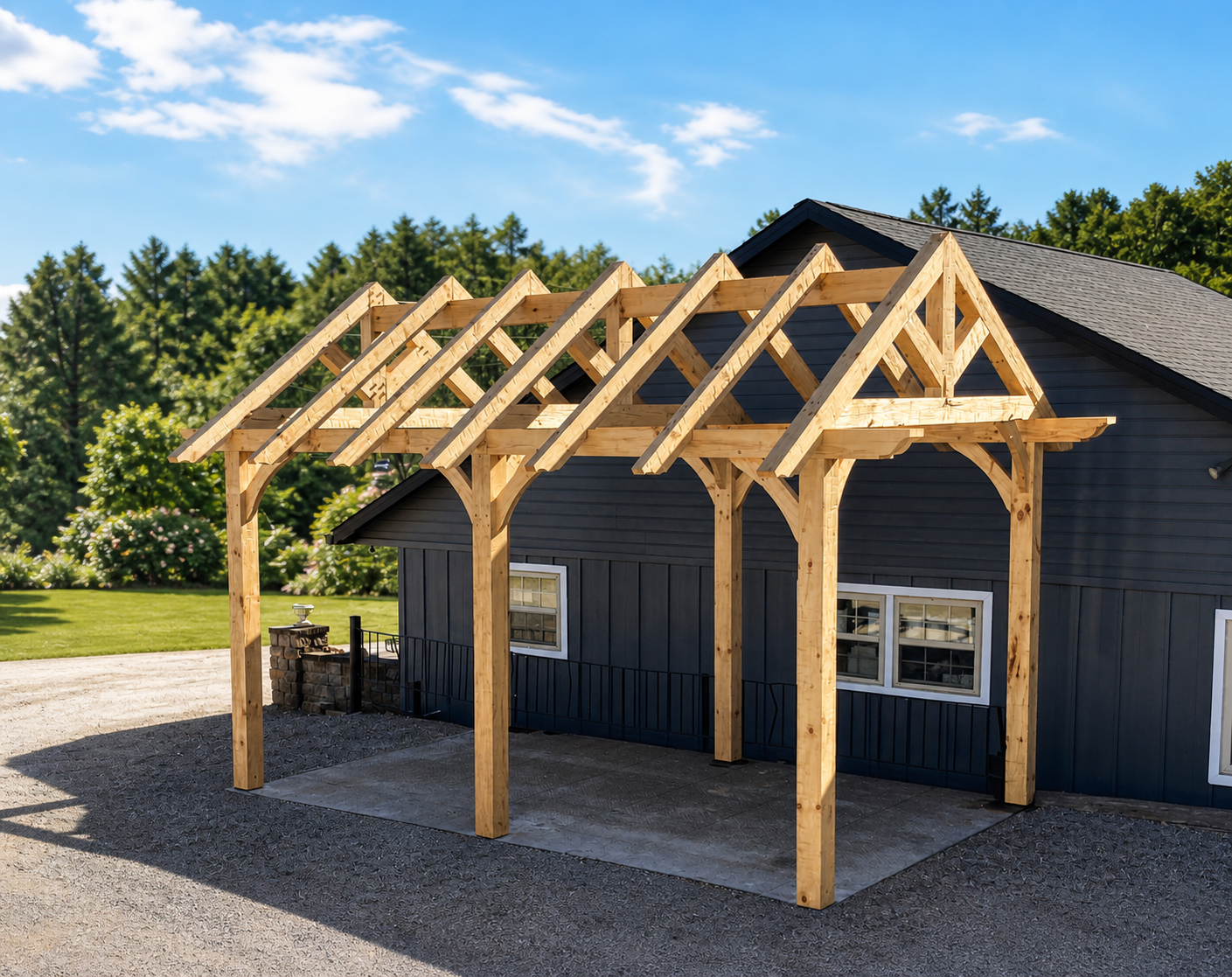 12x20 Single Bay Carport with Full Timber frame joinery